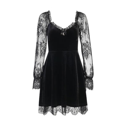Dark Punk Lace-Up Long Sleeve Dress DS7