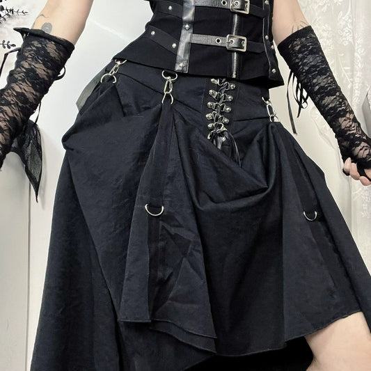 Black High Waist Long Skirt SK9