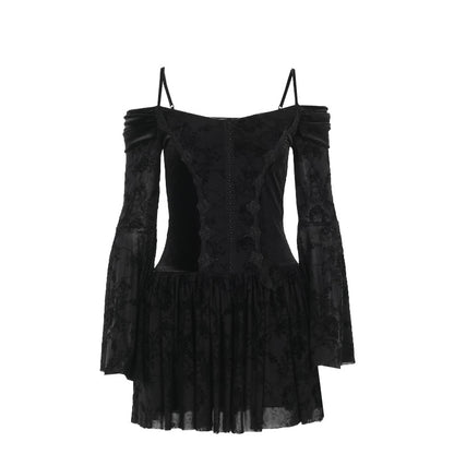 Black Summer V-Neck A-Line Dress DS4