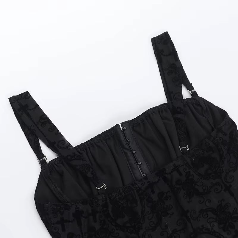 Gothic Slim Fit Tube Top – Sleek Black Strapless Crop T1