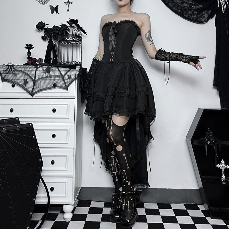 Slim Gothic Slippers Expansion Black Skirt Women DS3