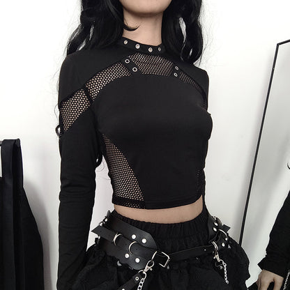 Dark Style Fashion Hollow Design Sense T-Shirt