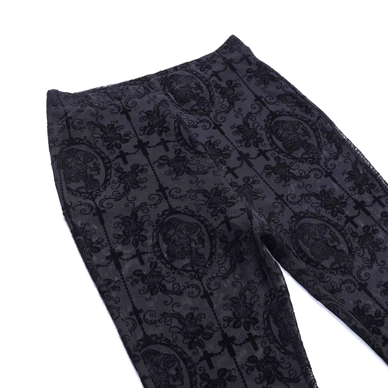 Lace High Waist Slimming Bell-bottom Pants – Punk Style Trousers for Women PT2