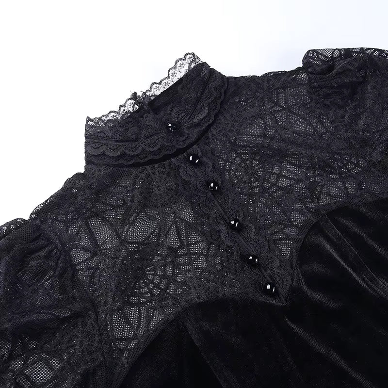 Black Lace See-through Design Short Top T3
