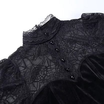 Black Lace See-through Design Short Top T3