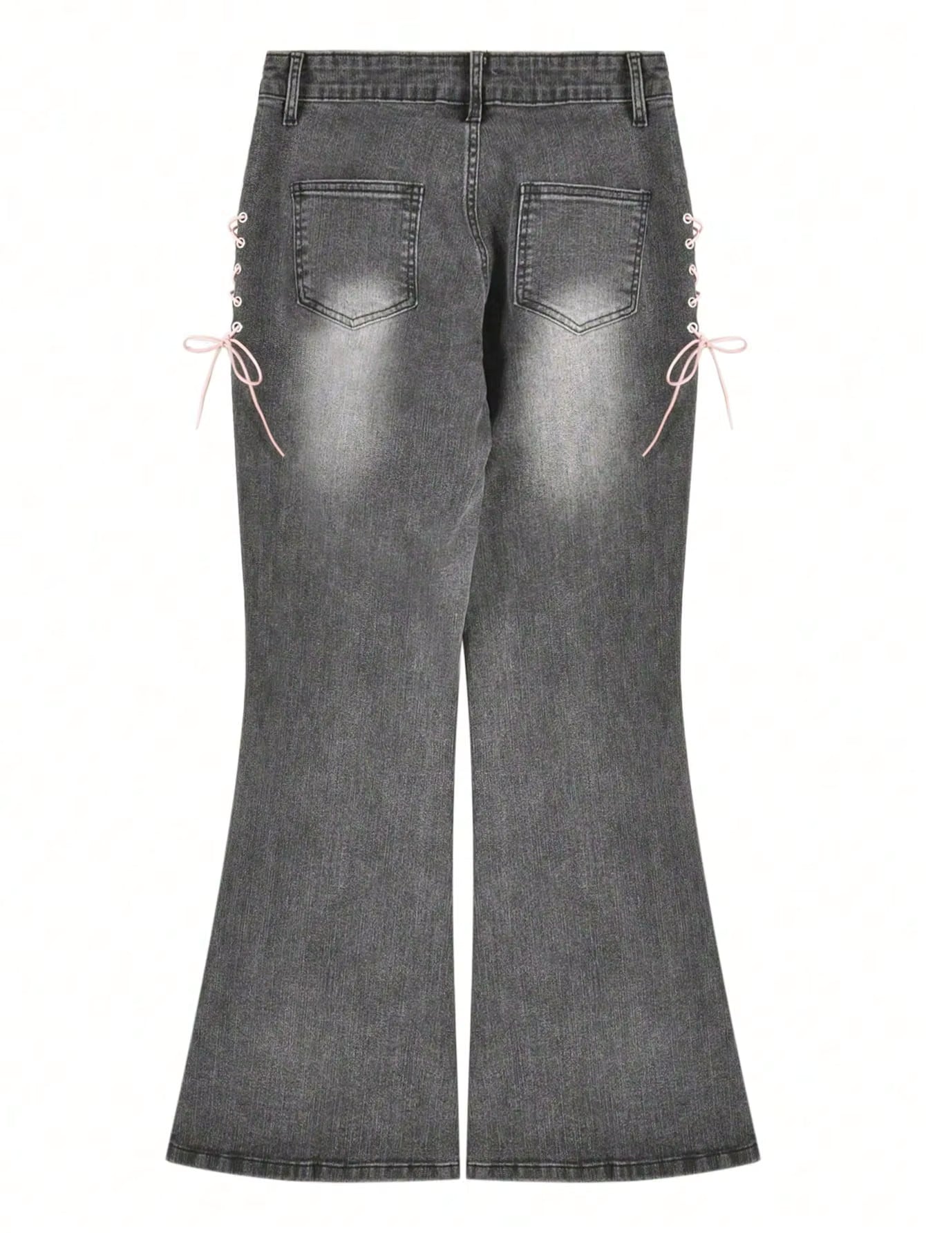Y2K Low-Rise Tie-Side Flare Jeans – Raw Hem & Split Front PT10