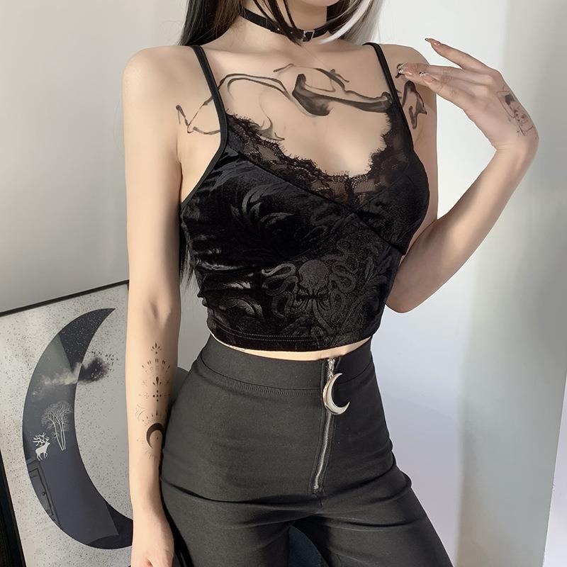 Lace Spaghetti-strap Vest – Gothic & Casual T8