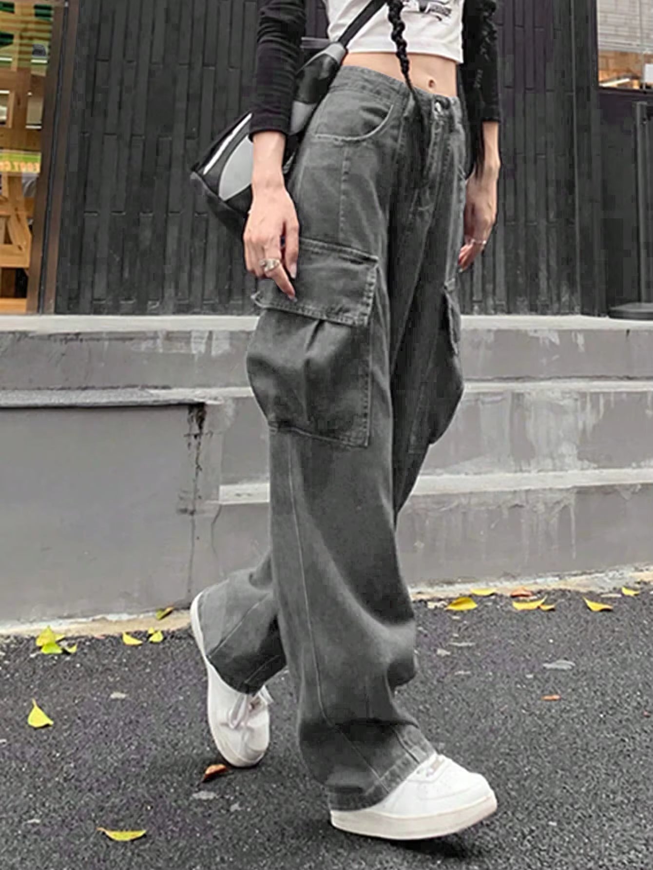 Y2K High-Waist Wide-Leg Baggy Denim Pants for Women PT5