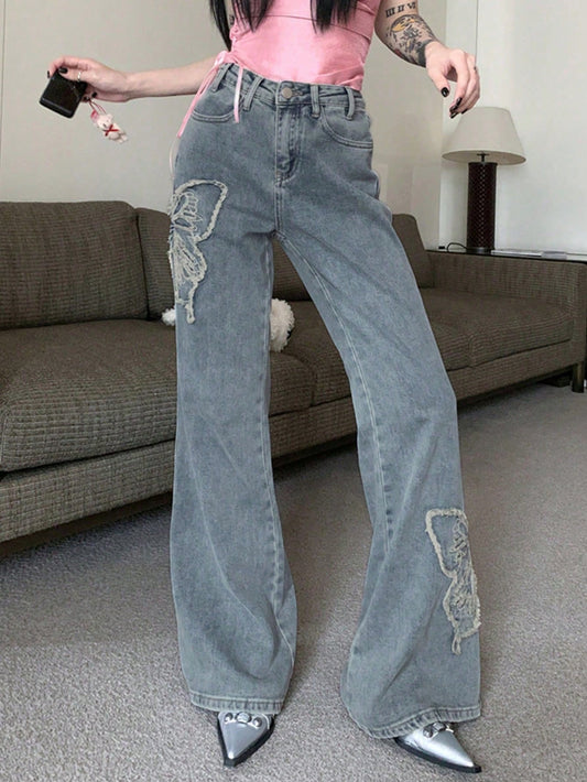 High Waist Baggy Denim Pants Wide Leg Straight Pant PT9