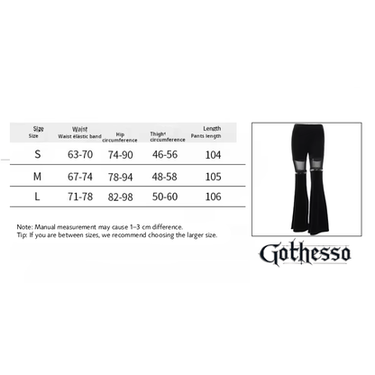 Hot Girl Mesh-Panel Bell-Bottom Pants