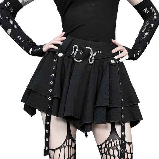 Gothic Mesh Tiered Mini Skirt SK8