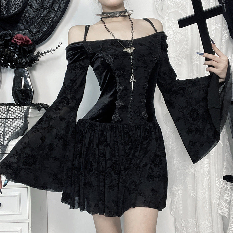 Black Summer V-Neck A-Line Dress DS4