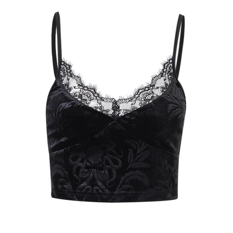 Lace Spaghetti-strap Vest – Gothic & Casual T8