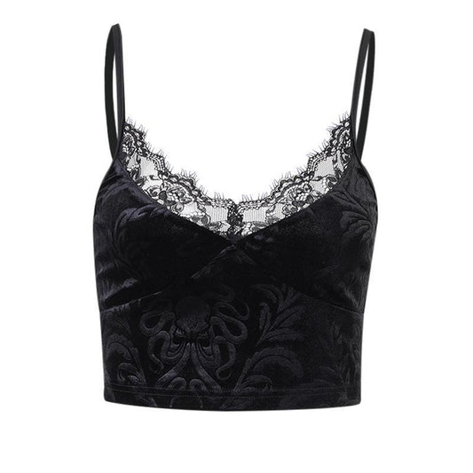 Lace Spaghetti-strap Vest – Gothic & Casual T8