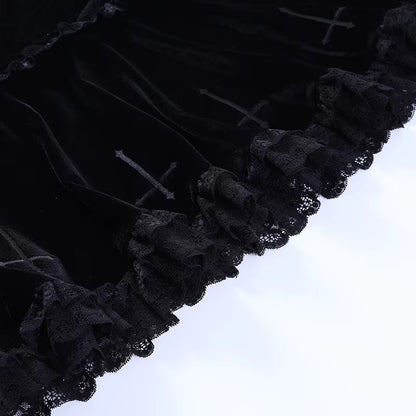 Gothic Cross Embroidery Lace Mini Skirt SK4