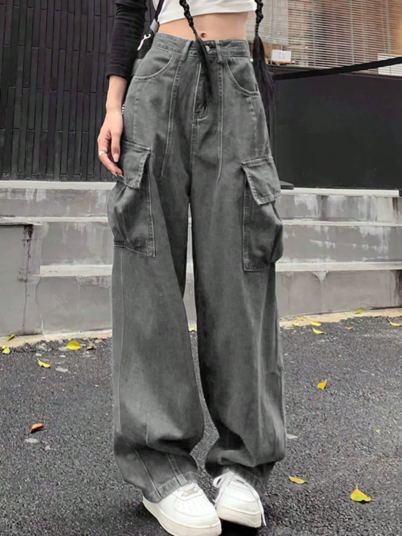 Y2K High-Waist Wide-Leg Baggy Denim Pants for Women PT5