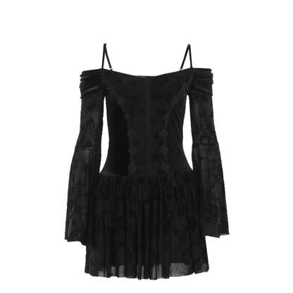 Black Summer V-Neck A-Line Dress DS4