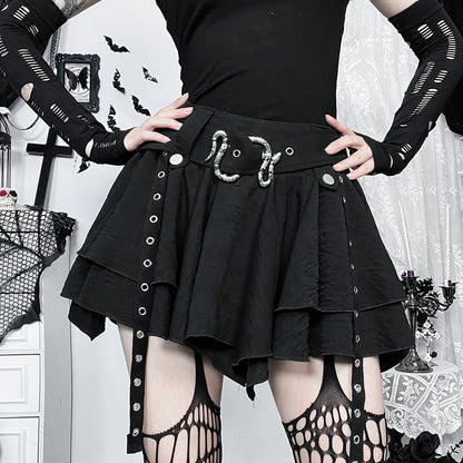 Gothic Mesh Tiered Mini Skirt SK8