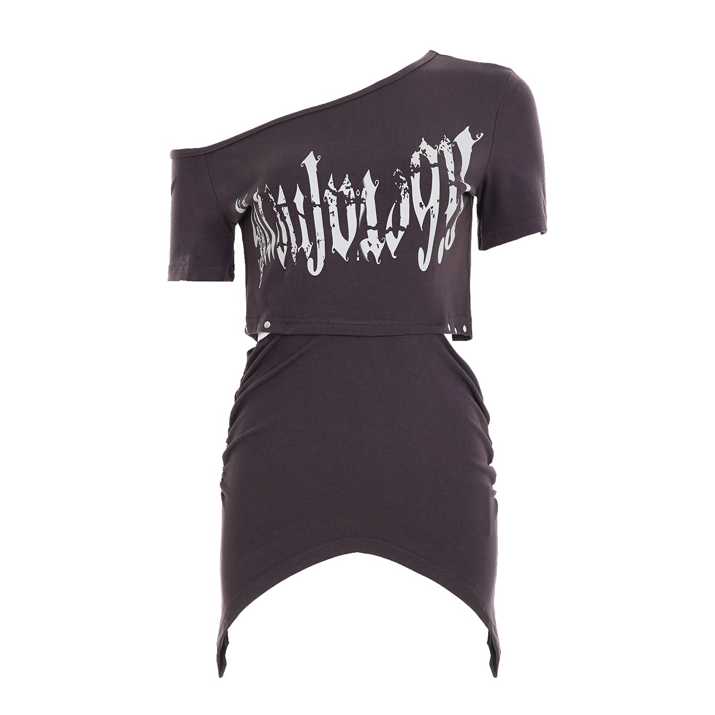 Summer Punk Irregular Round Neck T-Shirt – Women’s Letter Print Top TS1