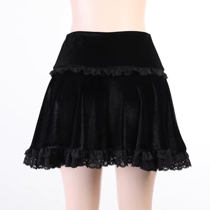 Gothic Cross Embroidery Lace Mini Skirt SK4