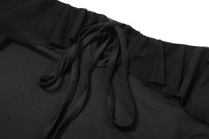 Off-shoulder Backless Ruffles Solid Color Sheath Short Dress Women DS8