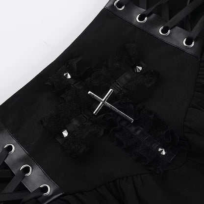 Midnight Veil Gothic Lace Mini Skirt SK6