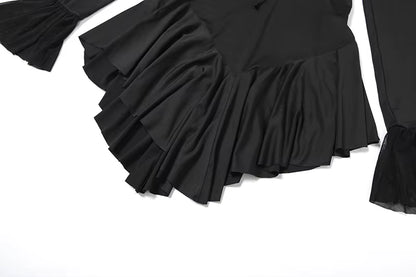 Off-shoulder Backless Ruffles Solid Color Sheath Short Dress Women DS8