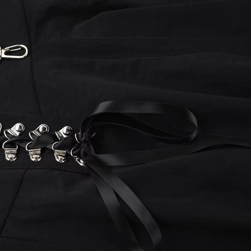 Black High Waist Long Skirt SK9