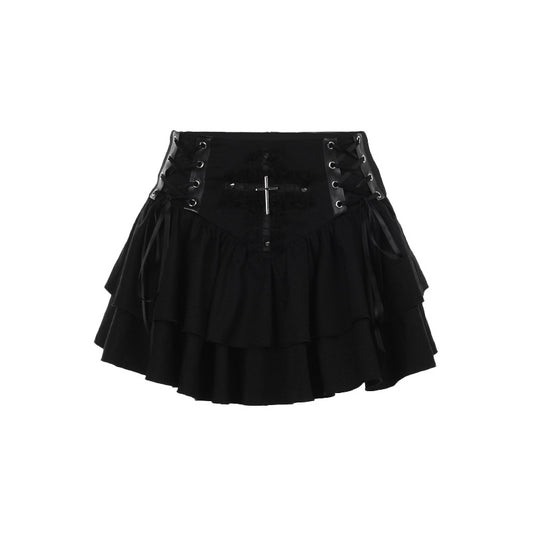 Midnight Veil Gothic Lace Mini Skirt SK6