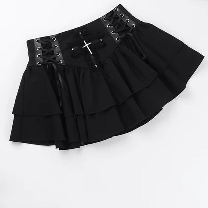Midnight Veil Gothic Lace Mini Skirt SK6