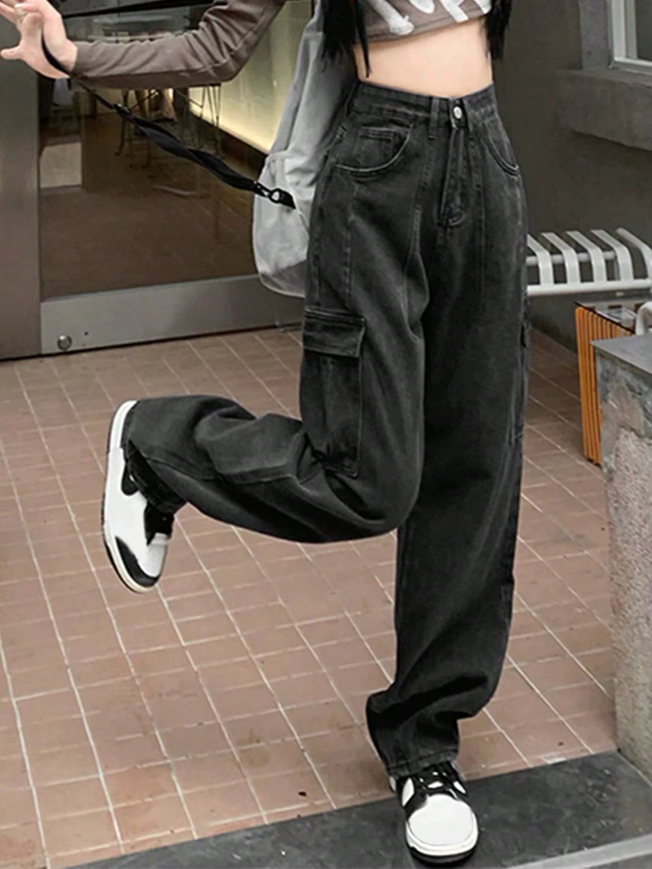 Y2K High-Waist Wide-Leg Baggy Denim Pants for Women PT5