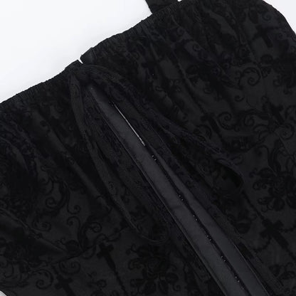 Gothic Slim Fit Tube Top – Sleek Black Strapless Crop T1