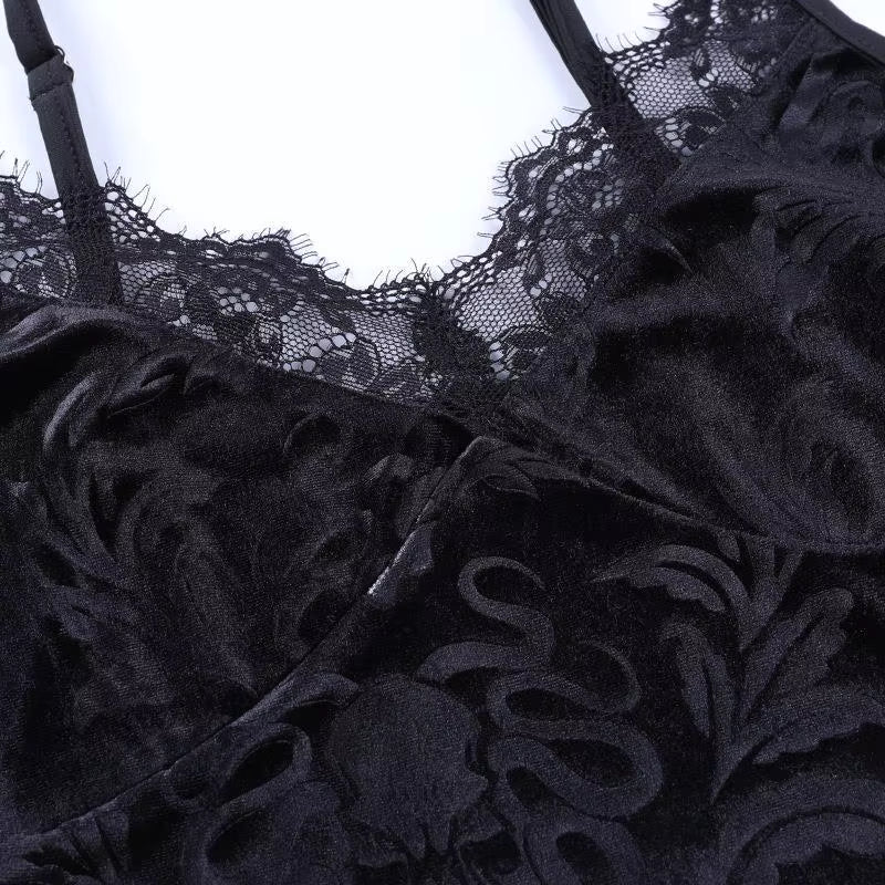 Lace Spaghetti-strap Vest – Gothic & Casual T8