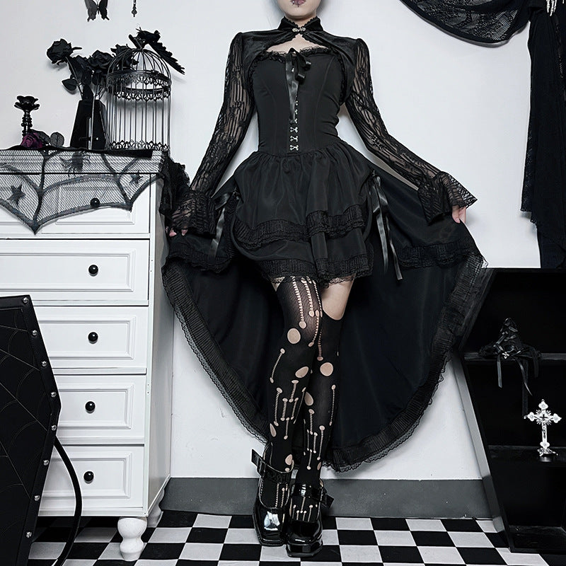 Slim Gothic Slippers Expansion Black Skirt Women DS3
