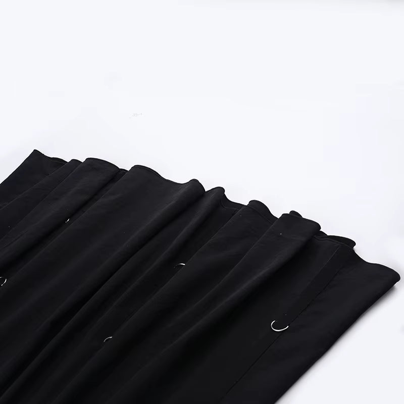 Black High Waist Long Skirt SK9