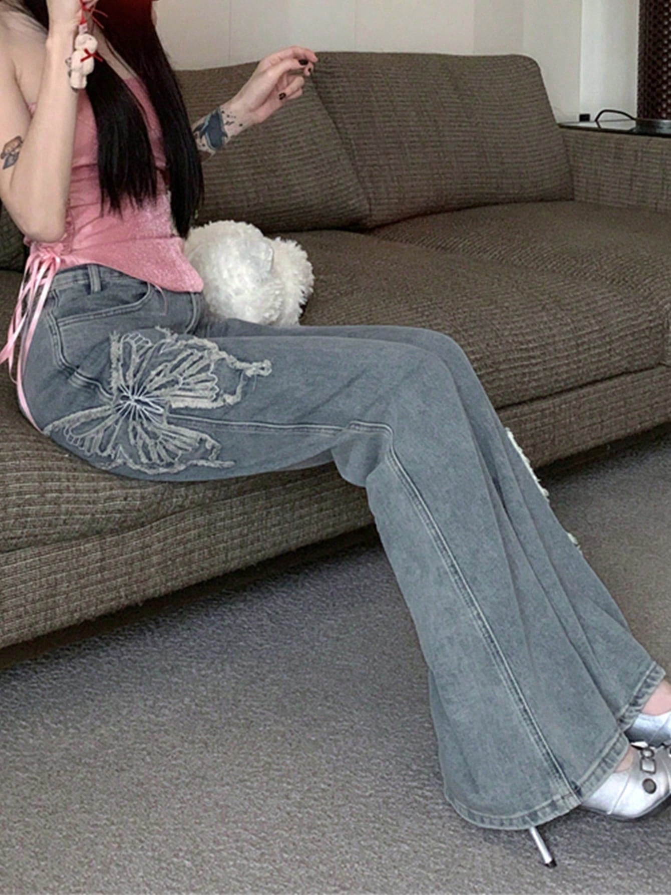 High Waist Baggy Denim Pants Wide Leg Straight Pant PT9