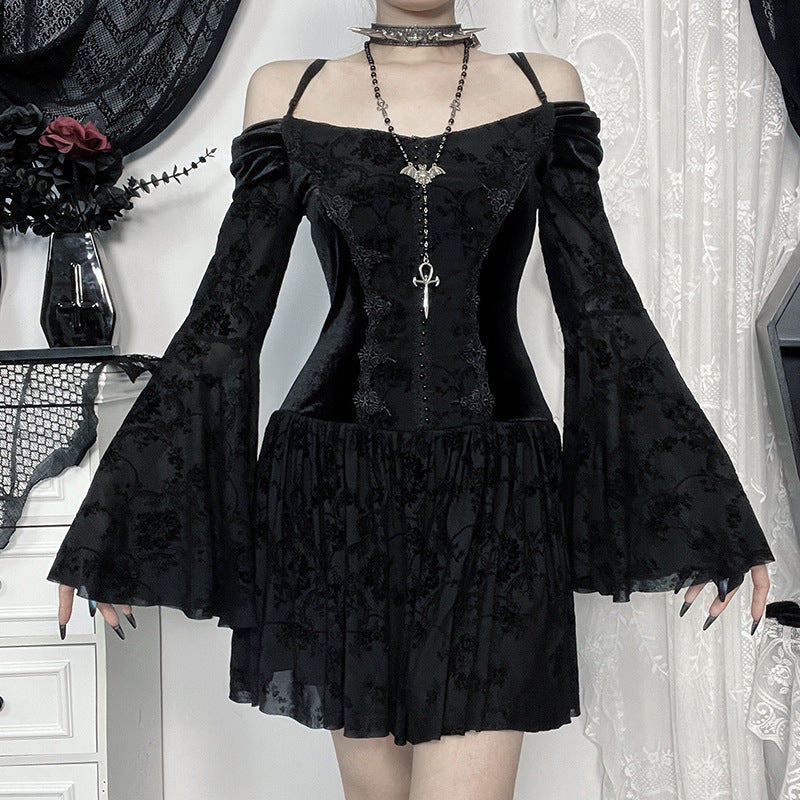 Black Summer V-Neck A-Line Dress DS4