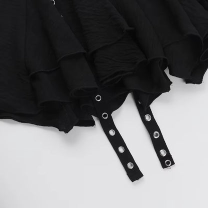 Gothic Mesh Tiered Mini Skirt SK8