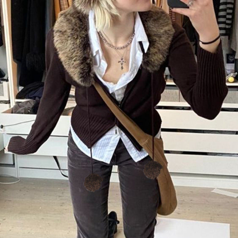 Winter Double Zip Fur Ball Drawstring Warm Jacket