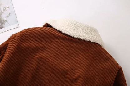 Thin striped corduroy cotton coat Korean style