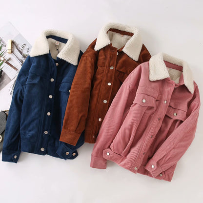 Thin striped corduroy cotton coat Korean style