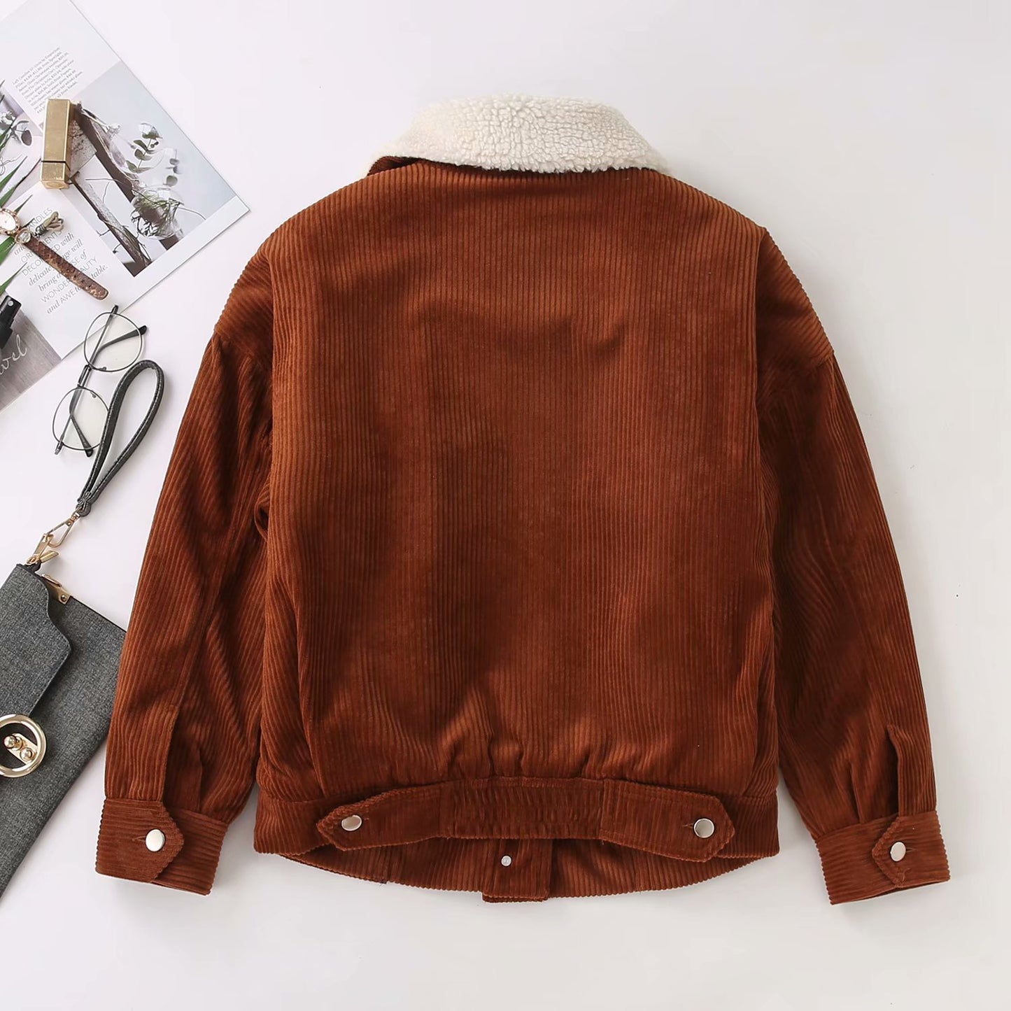 Thin striped corduroy cotton coat Korean style