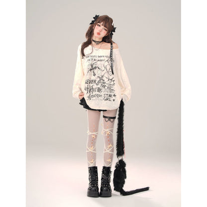 Waste Soil Wind Ripped Off-the-shoulder Long Sleeve