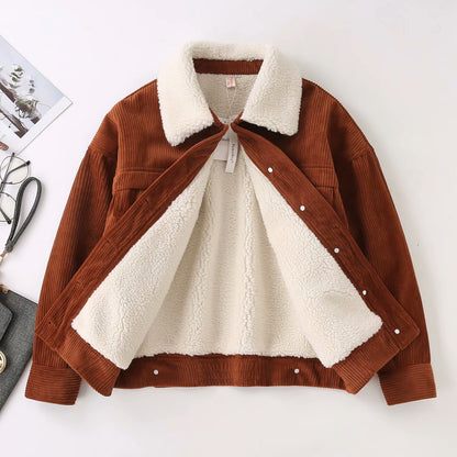 Thin striped corduroy cotton coat Korean style