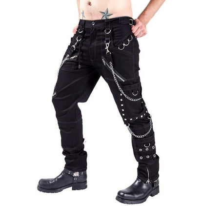 Foreign Trade Personality Casual Pants Men's Gothic Pants Punk Rock Eyelet Cargo Bondage Pants