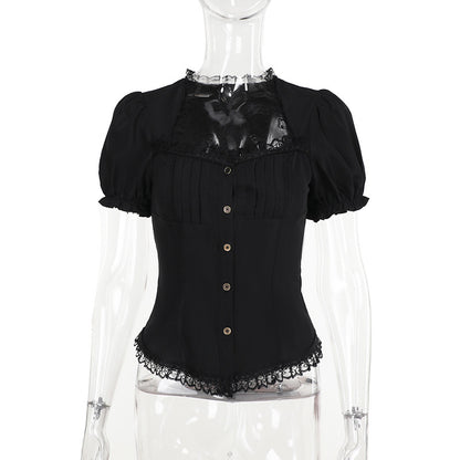 Summer Top Elegance Retro Bandage Dress Shirt For Women