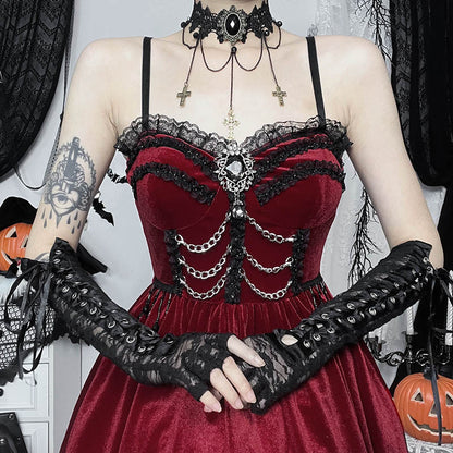 Halloween Dark Chain Lace A- Line Dress Women