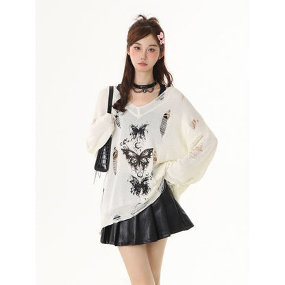 Fashion Graffiti Butterfly Hollow T-shirt